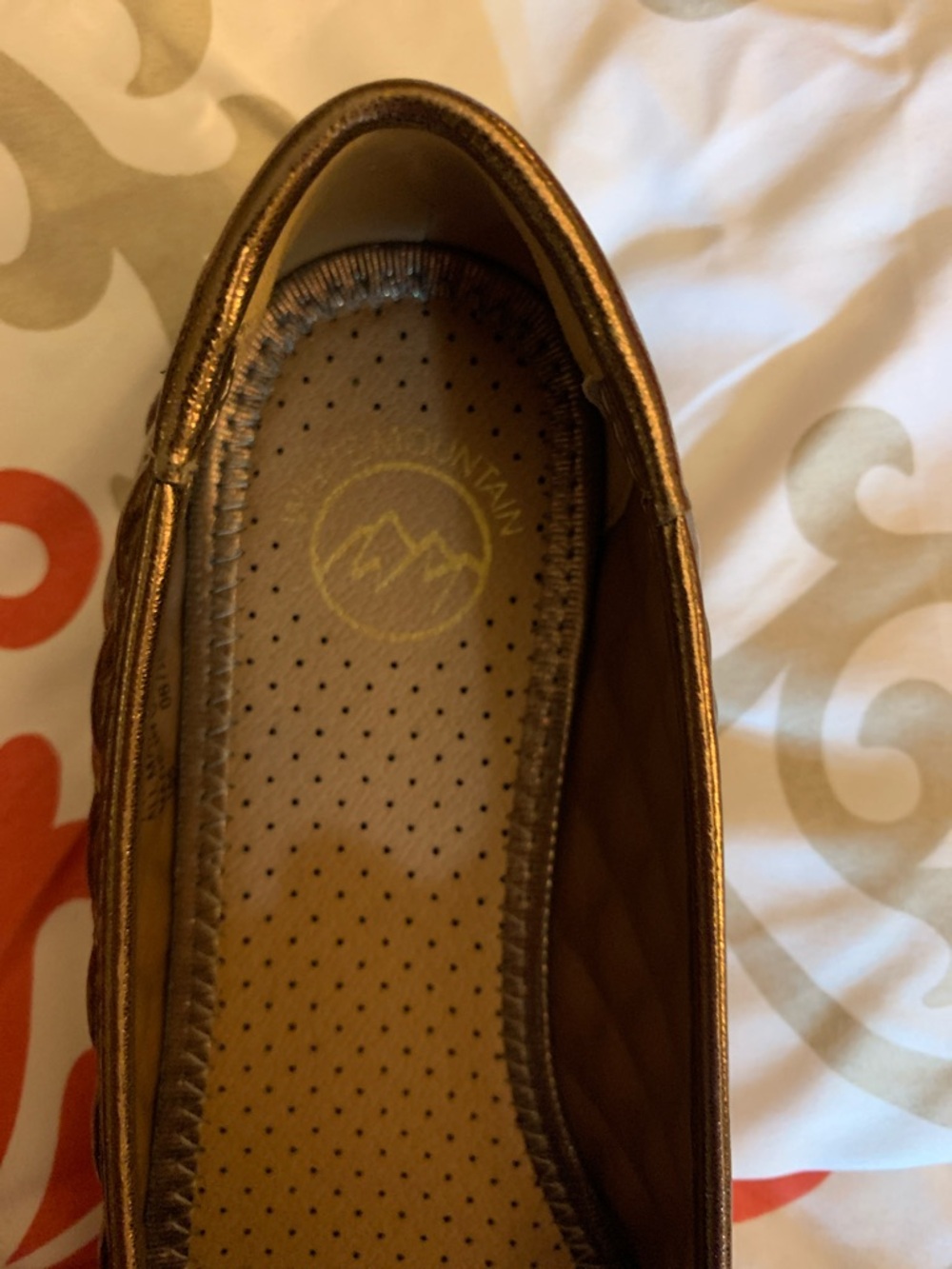 White Mountain Metallic Bronze Quilted Ballet Flats with Bow Accent - Picture 2 of 7